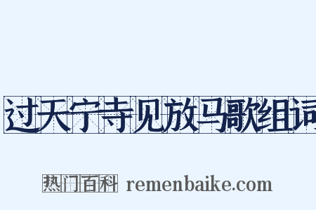 过天宁寺见放马歌组词是什么意思的图片